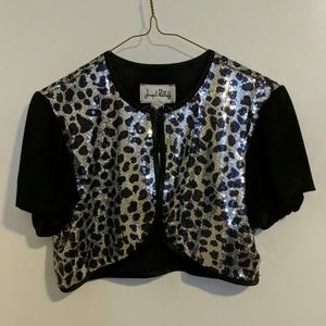 Short Black Shrug with Silver and Black Sequin